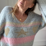 PULL DOUX CARLA GIANNINI PASTEL GRIS ETOILE STAR (4)