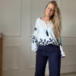 blouse musy muse bleu marine ponpon sarah john  version M (2)