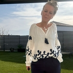 blouse musy muse bleu marine ponpon sarah john  version M (5)