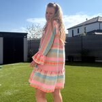 Robe bohème en coton rose, orange et bleu NOELINE (10)