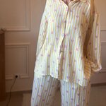 PANTALON ROSE ET JAUNE NOELINE EN GAZE DE COTON  (5)