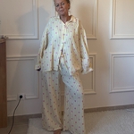 PANTALON ROSE ET JAUNE NOELINE EN GAZE DE COTON  (2)