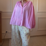 PANTALON ROSE ET JAUNE NOELINE EN GAZE DE COTON  (9)