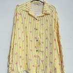 01 CHEMISE ROSE ET JAUNE NOELINE EN GAZE DE COTON