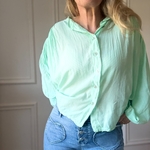 BLOUSE EN VOILE DE COTON VERT DEAU NOELINE (3)