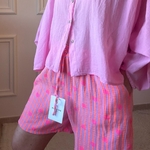 SHORT ORANGE ET FUCHSIA NOELINE EN GAZE DE COTON  (1)