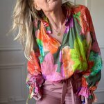 10 BLOUSE EN VOILE DE COTON NOELINE GROSSES FLEURS KAKI (6)
