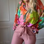 10 BLOUSE EN VOILE DE COTON NOELINE GROSSES FLEURS KAKI (5)