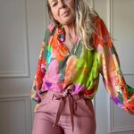 10 BLOUSE EN VOILE DE COTON NOELINE GROSSES FLEURS KAKI (4)