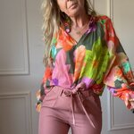 10 BLOUSE EN VOILE DE COTON NOELINE GROSSES FLEURS KAKI (3)