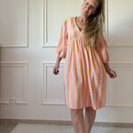 ROBE GEORGIA EN GAZE DE COTON MI LONGUE RAYURE ORANGE NOELINE (3)