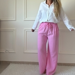 EVASION ROSE Pantalon gaze de coton rose lacomy zelia peace n'love april vintage (4)