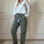 EVASION KAKI Pantalon gaze de coton kaki lacomy zelia peace n'love april vintage (15)