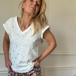 EDEN - Tee-shirt écru/blanc avec décors ananas dorés EMMA ELLA PARIS
