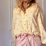 TOSCANE - Chemise jaune et rose en gaze de coton NOELINE COEUR