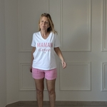 APRIL VINTAGE - MAMAN DAMOUR - TEE SHIRT BLANC INSCRIPTION PAILLETTE ROSE APRIL VINTAGE - (3)