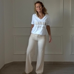 APRIL VINTAGE - MAMAN DAMOUR - TEE SHIRT BLANC INSCRIPTION PAILLETTE OR (1)