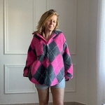 MILANO - APRIL VINTAGE - Veste surchemise oversize argyle rose (17)