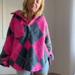 MILANO - APRIL VINTAGE - Veste surchemise oversize argyle rose (21)
