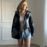 MILANO - APRIL VINTAGE - Veste surchemise oversize argyle rose (13)