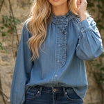 CIMINY CHEMISE EN DENIM JEAN BLEU (2)
