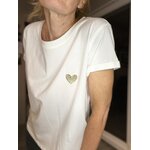 EMME ELLA TEE SHIRT BLANC COEUR DORE