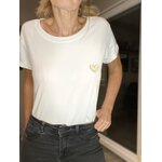 EMME ELLA TEE SHIRT BLANC COEUR DORE