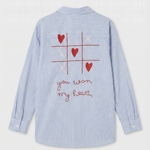 Musy muse chemise bleu rayée jeu du morpion (4)