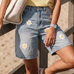 bermuda jeans femme FLEURS