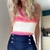 Top en maille rose et orange flashy