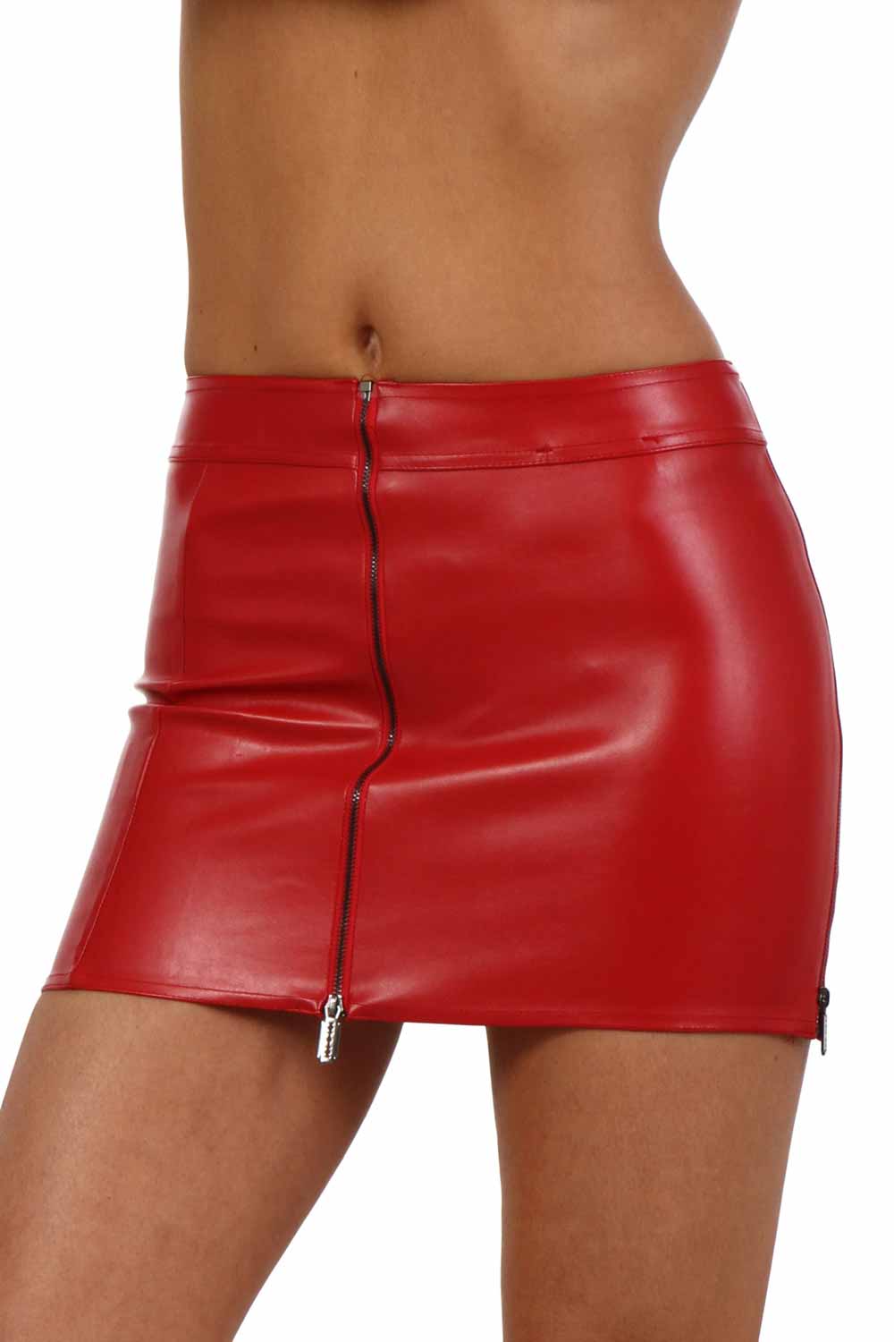 JUPE FAUX CUIR ROUGE TRAVESTI S AU 3XL (2)