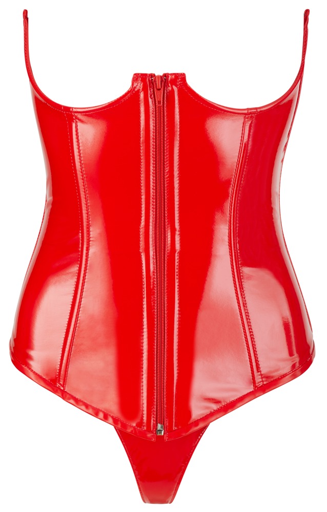 corset vinyl rouge travesti (3)