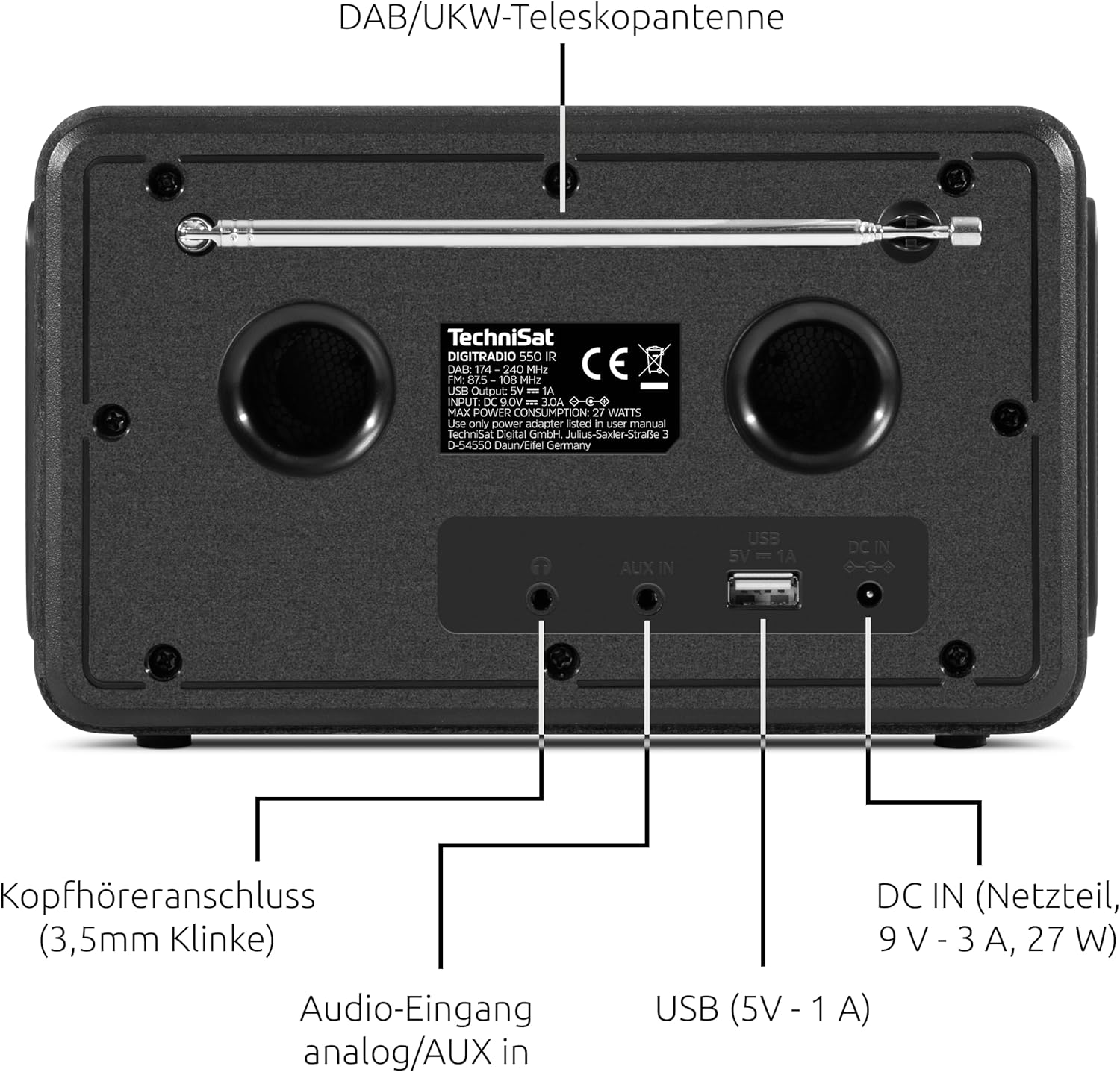 Vue complémentaire de la radio Internet TechniSat DIGITRADIO 550 IR