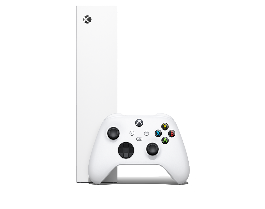 Vue de profil de la console Microsoft Xbox Series S blanche
