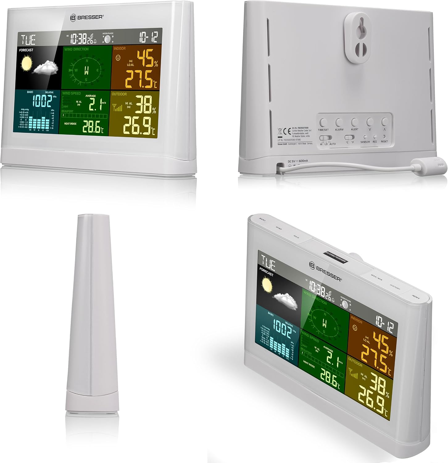 Station météo BRESSER 5-en-1 Comfort avec mesures de température, vent et précipitations