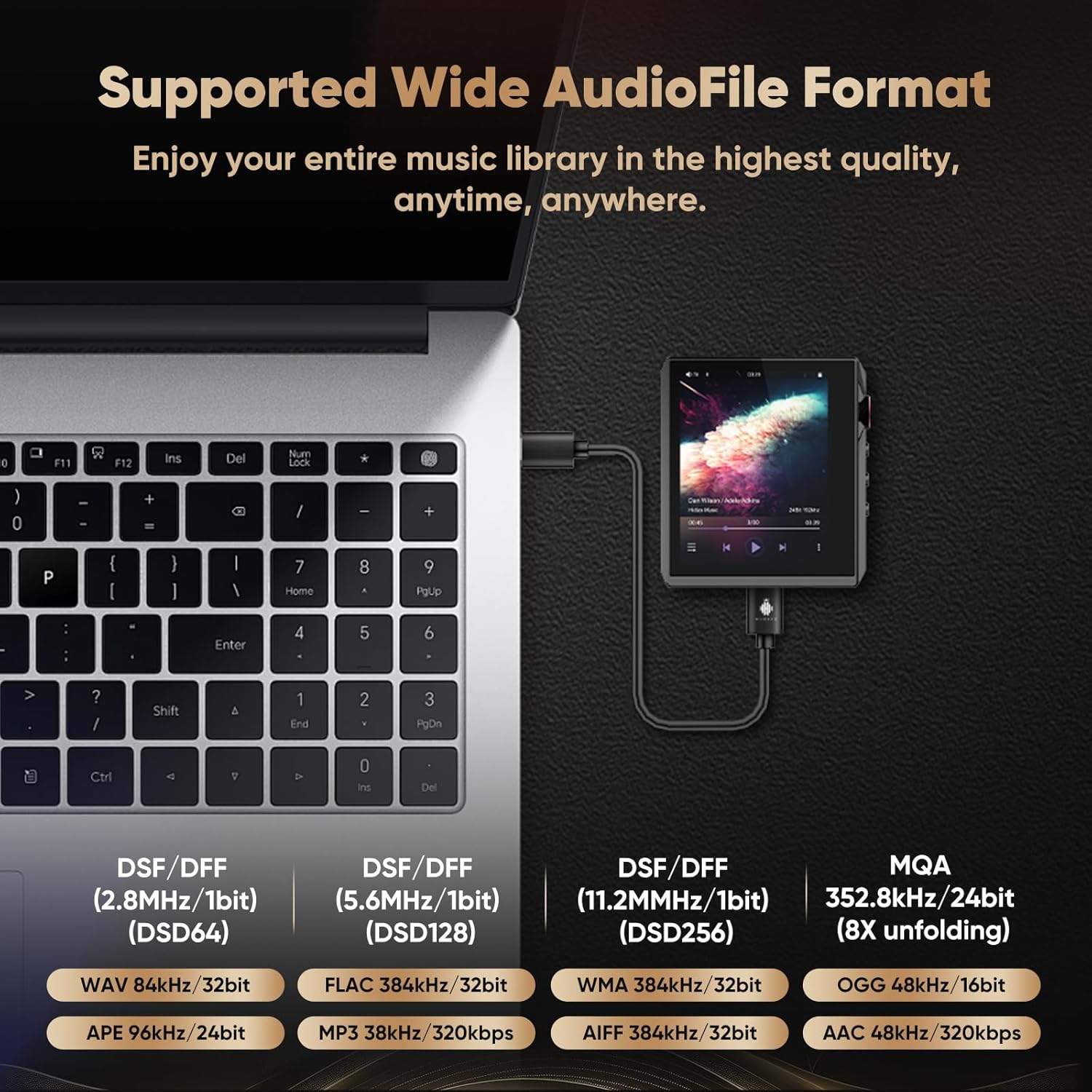 Vue du lecteur audiophile HIDIZS AP80 Pro-X et de ses commandes