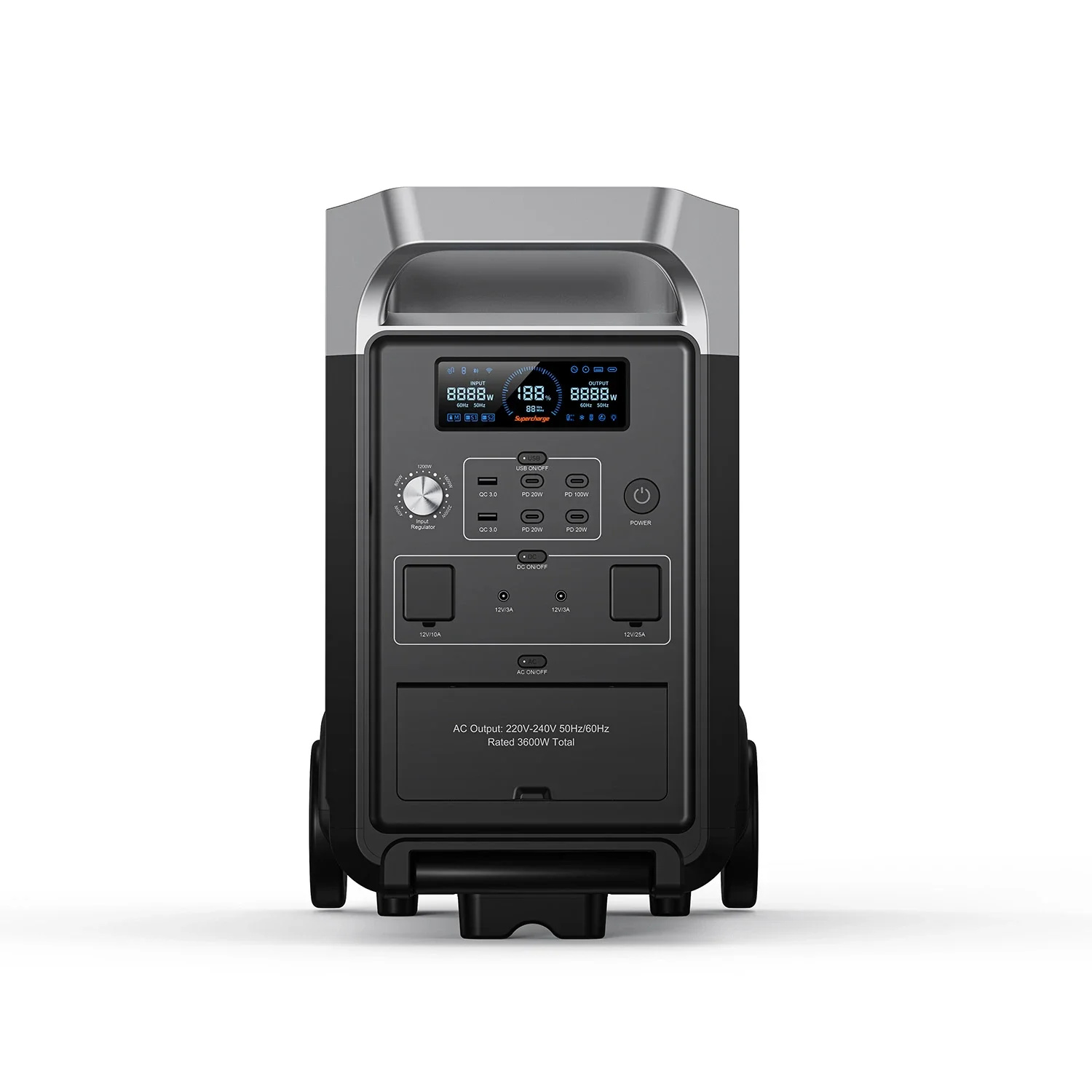 Détail des ports et sorties de la centrale FOSSiBOT F3600 Pro 3600 W