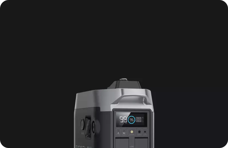 Détail de la centrale EcoFlow DELTA Max 2000 et de ses prises de sortie