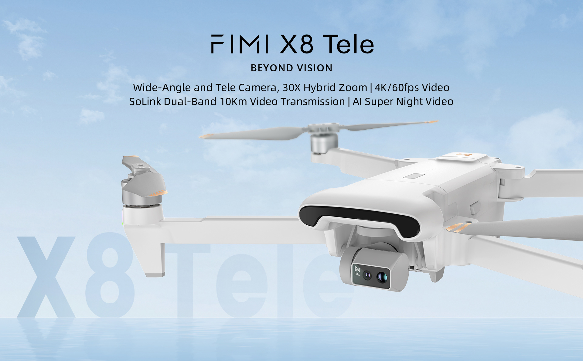 Drone FIMI X8 Tele avec double caméra, vue du fabricant