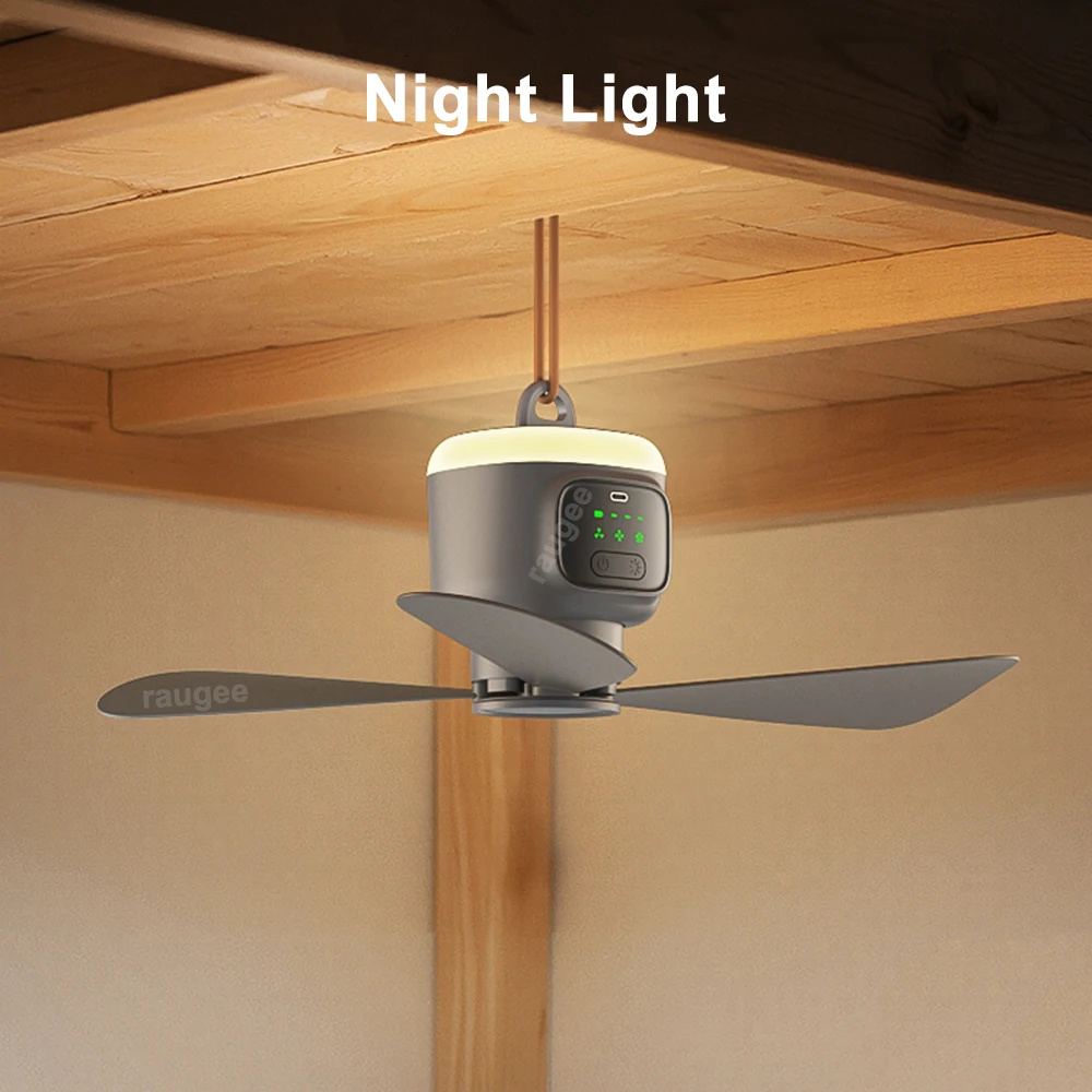 Ventilateur de plafond portable rechargeable 12 000 mAh avec télécommande et lumière LED 6