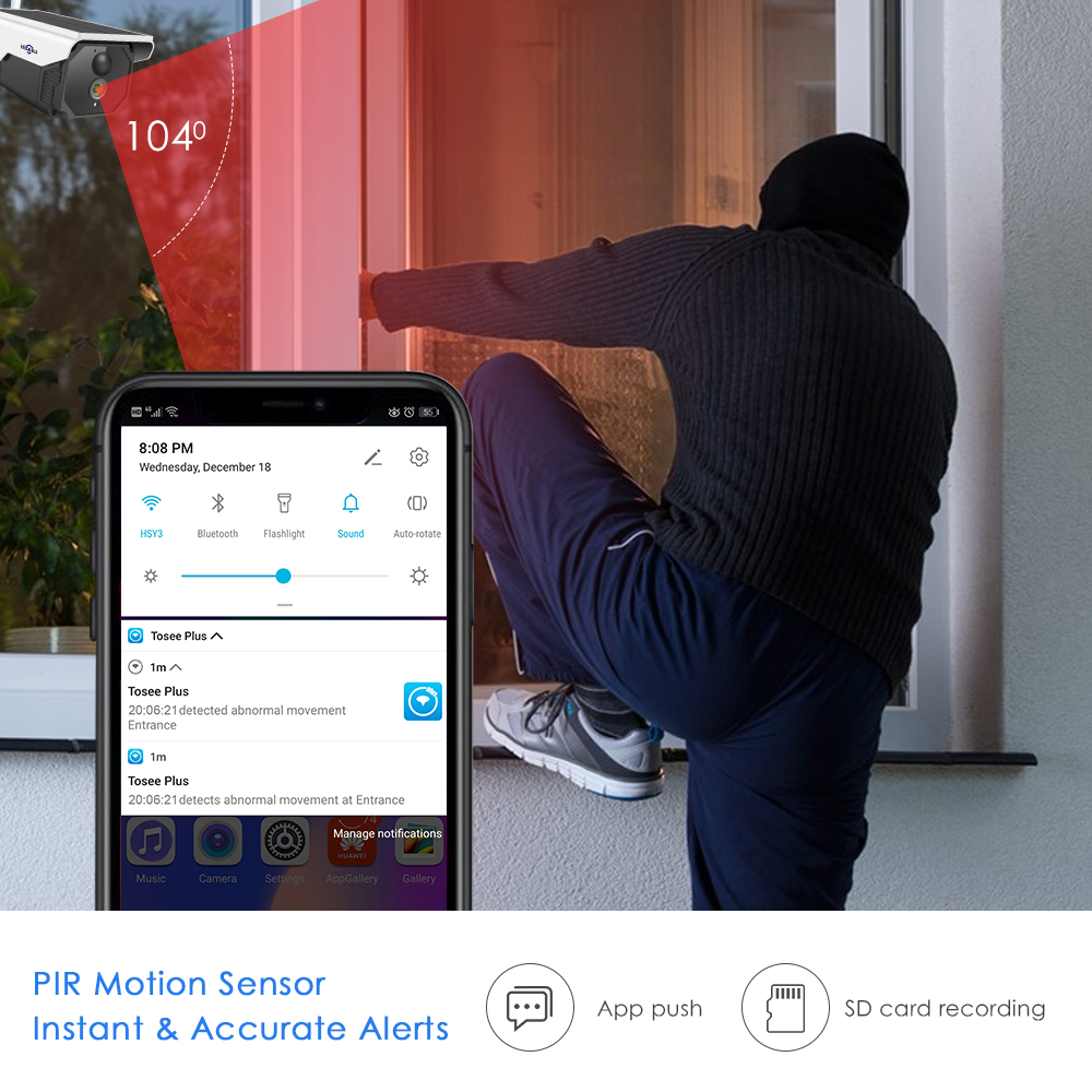 Kit de vidéosurveillance Hiseeu avec caméra Wi-Fi et panneau solaire