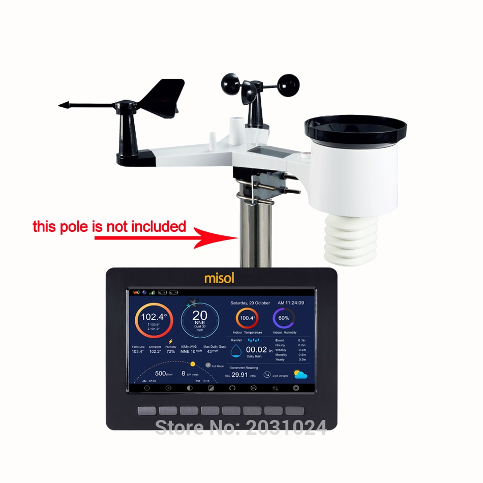 Station météo MISOL Wi-Fi avec console couleur et capteur extérieur