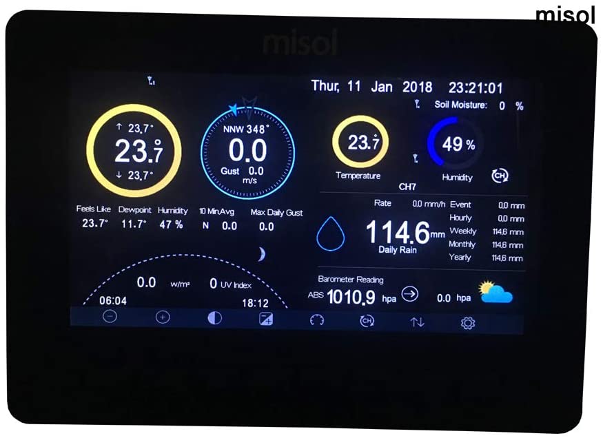 Écran couleur de la station météo MISOL avec données météorologiques