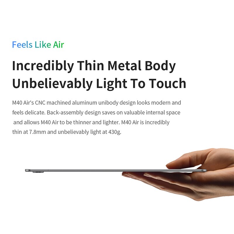 Tablette Android Teclast M40 Air avec finition métallique