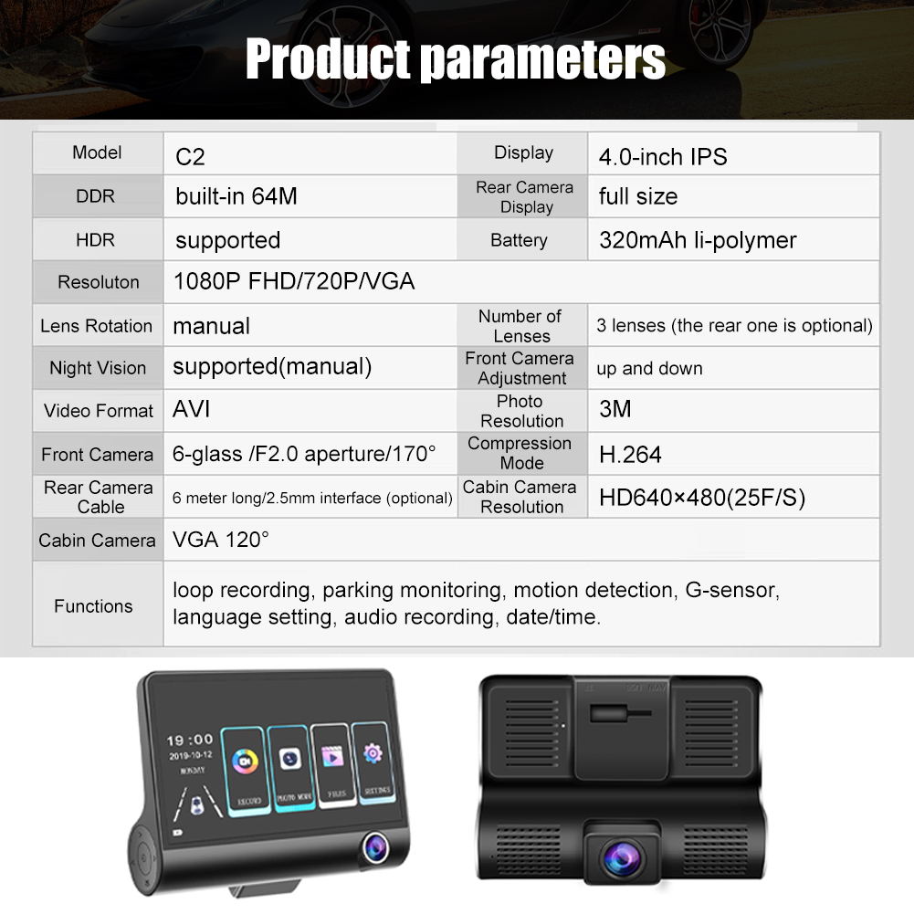 Cam-ra-de-tableau-de-bord-1080P-3-canaux-avant-int-rieur-arri-re-enregistreur-cran