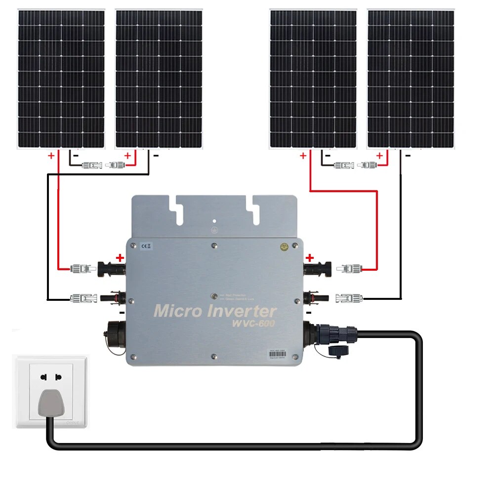 Panneau-solaire-600w-cadre-aluminium-300w-220v-micro-onduleur-grid-tie-kit-complet-5meters-EU-Socket