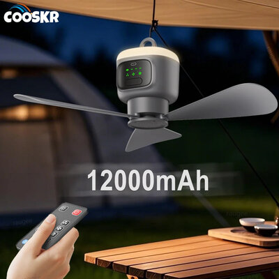 Ventilateur de plafond portable rechargeable 12 000 mAh avec télécommande et lumière LED