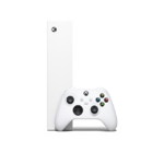 Vue de profil de la console Microsoft Xbox Series S blanche