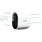 Vue latérale de la caméra de surveillance Arlo Pro 3