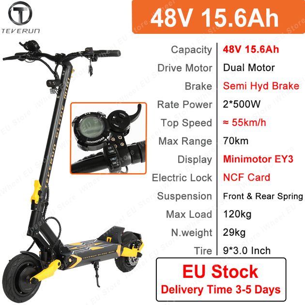 Trottinette électrique TEVERUN BLADE MINI PRO 48V 15.6Ah DOUBLE MOTEUR –  Electrik Shop